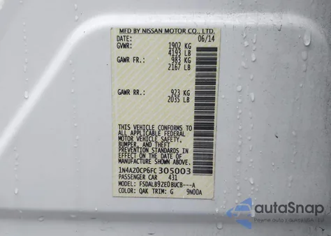 2015 Nissan Leaf S из США, поврежденный, VIN 1N4AZ0CP6FC305003